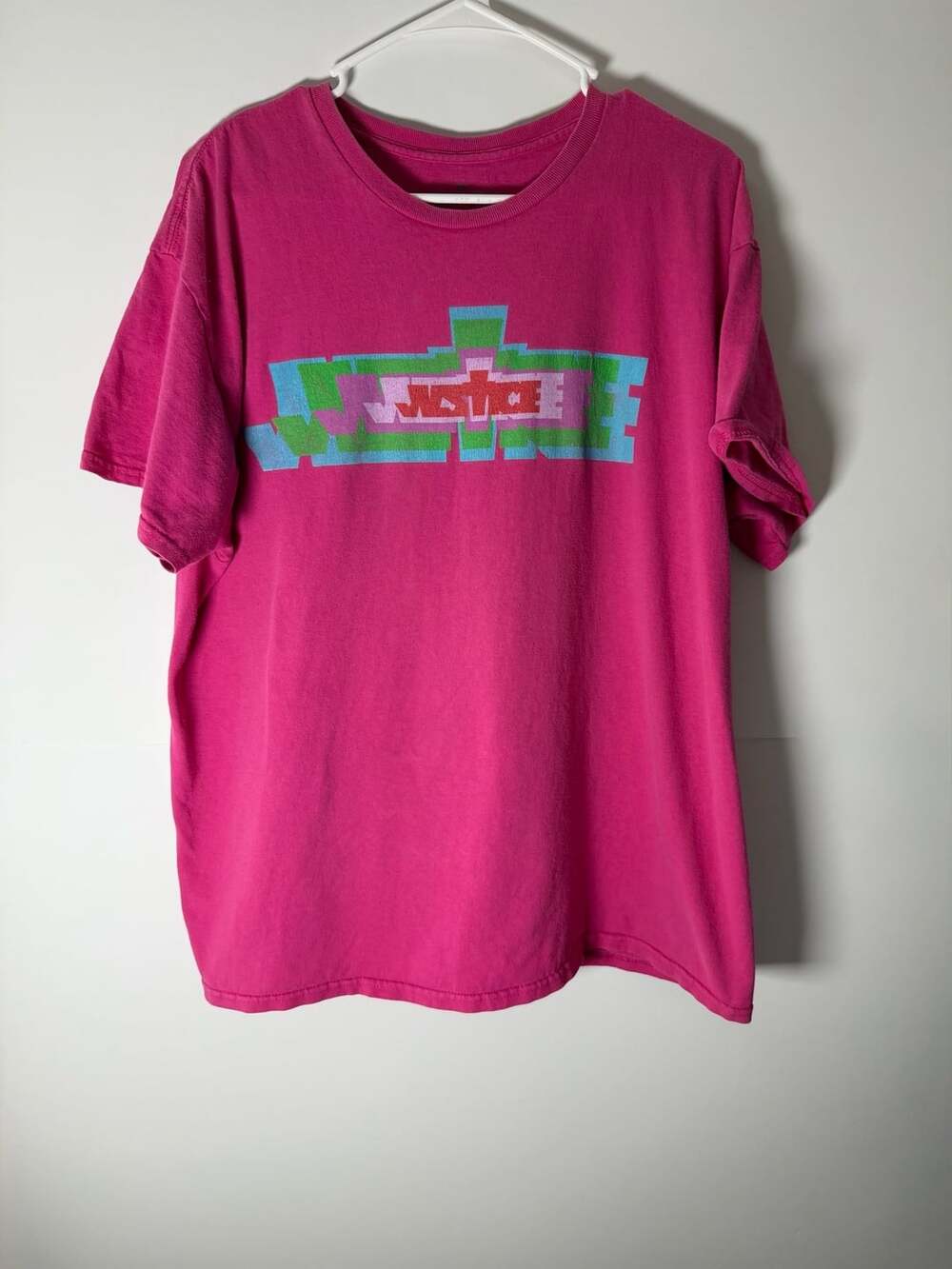 Justin Bieber Justice Tour Shirt Size XL Pink Graphic Tee